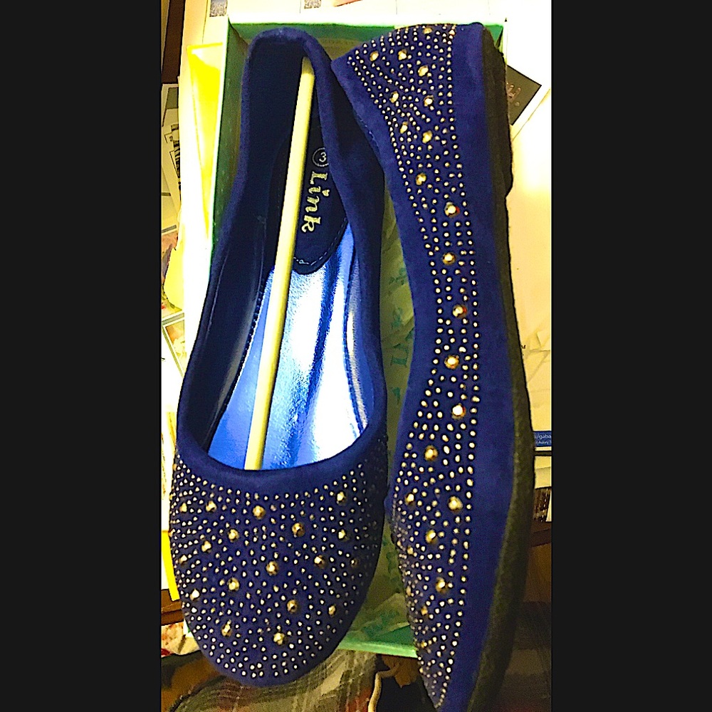 Deep Blue Dress Shoes with Embellishments
Flats Size 3 Girls
NIB